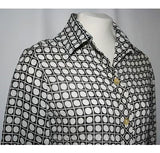 XXS 1960s Black Squares & White Dots Casual Shirt - Size 000 Mod Style Top - Unique - Bold 60s Blouse - Deadstock - Bust 33 - 30920-1