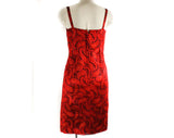 Size 0 Designer Rudi Gernreich 1960s Red Paisley Cocktail Dress & Jacket - XXS 60s Brocade Evening Suit - Slim Fitted Posh - Bust 31.5