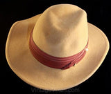 Sophisticated Tan Felt Fedora Style Ladies Hat - Wide Brim - Beige - Western Inspired - 1960s Street Chic - Fall - Autumn - Stick Pin -35920