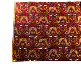 1960s Cotton Print Fabric - 2.5 Yards Burgundy & Brown India Print - Continuous Yardage - 60s 70s Bohemian Grapes Angel Wings Novelty Print