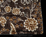 FINAL SALE Indonesian Cotton Textile - Butterfly Novelty Print Batik - Asian 1980s Square Dresser Accent - Brown Tiki Floral 80s Trapunto