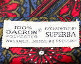 50s Men's Passionflower Tie - 1950s Red Tropical Floral Mens Necktie - Men's Mid Century Haberdashery - Passion Flower - Wicks & Greenman