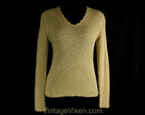 Size 6 Tan Pullover - 1980s Taupe Boucle Sweater - Small 80s V Neck Casual 80's Nubby Textured Beige Knit Top - Fall Autumn - Bust 34
