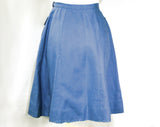 Size 6 Blue Linen Skirt - Top Quality 1960s Preppy Wedgwood Summer A Line Skirt With Pockets - Hand Finished - Tanner Label - Waist 25.5