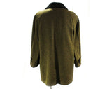 XL Men's Towncraft Car Coat with Faux Fur Collar - 1950s 1960s Mens 60s Hip Length Jacket - Fall Winter Brown Tweed - Big & Tall - Chest 50