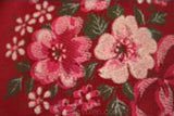FINAL SALE Strawberry Red Sheer Apron with Flocked Bouquets - 1950s Half Apron - Summer 50s Deadstock - See Through - Mint Condition