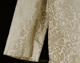 Size 6 Silk Suit - 1960s Neutral Jacquard Cocktail Jacket & Skirt - Small 60s Tailored Formal Ensemble - Ecru Bone Ivory Beige - Waist 26