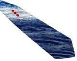 1970s Red Dot Tie - Men's Wide Necktie - Big Bold Cobalt Blue Brocade 60s 70s Mens Cravat - 4 Inches Wide - White Diagonal Stripes