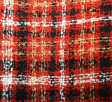 Fall 1970s Rusty Plaid Bouclè Fringed Shawl - Wrap - Cozy - Texture - Ruddy Brown - Fringe - Autumn - Any Size - Mint Condition - 37363-1