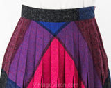 Size 8 Plaid Skirt - 1980s Retro Magenta Pink Purple & Indigo Blue Faux Wool 80s - Full Pleated Flare - Fall Winter Jeweltones - Waist 27