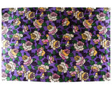 1960s Satin Fabric - 6 Yards x 43.5 Inches - 1960s Purple Pink Green Yardage - Mod Floral Big Flowers - Two Large Glossy Pieces 3 Yards Each