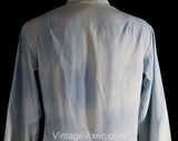 As Is Size 12 Blue Blouse - Cloud Like Sky Blue 1960s Tailored Top - Large 60s Secretary Style Shirt - Pussycat Bow - Bust 38.5 - 50799