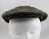 Men's Harris Tweed Newsboy Cap - British 1960s Street Style Gent's Hat - Gray Brown Green Wool - 50s 60s Rutland County Cap - 7 1/4 - 47964