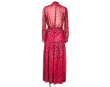Size 6 Designer Dress - Burgundy & Gold Metallic Chiffon 70s Sheer Top and Skirt Set - Two Piece 1970s Gypsy Bohemian Outfit - Waist 27