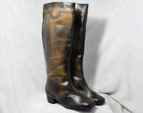 Size 5 Faux Distressed Boots - 1960s Deadstock - Mellow Gold & Brown Leather - Airbrushed Effect - Street Chic - Deadstock - 43706-1