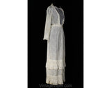 Antique 1900s Dress - XS Winsome Wearable Edwardian Afternoon Gown - Size 0 Feminine Rose Print Cotton & Dainty Net - Lace Trim - Waist 23