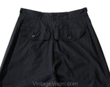 Size 0 Black Cotton Pants - Designer YSL Yves Saint Laurent Tailored Utility Trousers - 1980s Wide Leg Casual Chic - Has Pockets - Waist 23