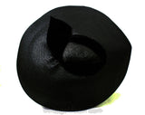 Black 1950s Wide Brim Saucer Hat - 40s 50s American Designer Keneth Hopkins - Gorgeous Diva Chic From Hollywood Estate - Straw & Velvet