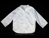 Size 12 Girl's 1950s 60s Dress Shirt - White Cotton Poplin with Cute Mid Century Shield Crest - Pre Teen Preteen Button Front Top - Chest 32