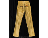 1970s Tan Corduroy Skinny Pants by Levi's - Boys 14 or Mens XS Light Brown Cotton Hippie Trousers - 70s Levis Denim Label - Waist 27