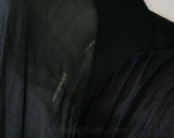 Size 8 Black Sheer Jersey Dress & Matching Crepe Slip - 1980s Designer Dan De Santis - Full Bishop Sleeves - Square Neckline - Gorgeous