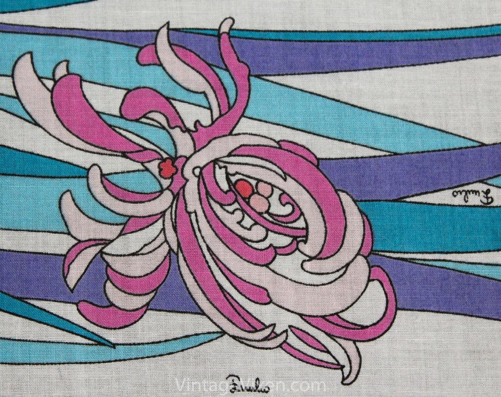 Emilio Pucci Scarf - Purple Pink Iris Novelty Print Cotton - Posh Ital –  Vintage Vixen Clothing