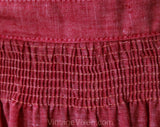 Size 4 Red Chambray Peasant Skirt by Narducci - Casual 1970s Full Style with Self Tie Belt - 1930s 40s Inspired Bohemian Cotton - Waist 25
