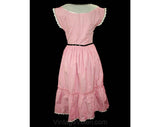 40s Violet Dress - Summer Frock - Cotton - Sweet Felt Flowers - Girl Next Door - Size 6 7 - Bust 36 Waist 26 41574