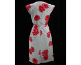 Size 8 Flirty 1970s Summer Dress & Jacket - Tropical Pink Flowers - Pretty Floral Cotton Blend - 70s Does 40s - Bust 35 - 42855
