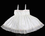 Antique White Satin Baby Dress - Toddler's Chemise with Rosettes Ribbons & Embroidery - Size 2T Girls Spring 1910s 1920s Under Dress