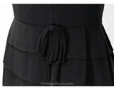 Size 4 Black Wiggle Dress - Sexy 1950s Fitted Cocktail - Small 50s 60s Bombshell Party Dress with Tiered Beehive Style Skirt - Waist 25