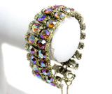 Fiery Orange Rhinestone Bracelet with Pastel Aurora Borealis Tints - Beautiful 1950s 60s Evening Jewelry - 1960s Formal Glamour - 50455