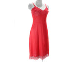 Size 8 Coral Pink Full Slip - Pin-Up Perfect 50s Nylon Tricot Slip - 1950s 1960s Pretty Negligee with Sheer Lace Bust - Bust 35.5 - 50657