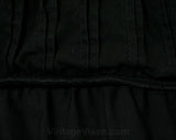 Size 8 1950s Dress - Victorian-esque 50s Black Sun Dress - Fitted Bodice - Tiered Full Skirt - Black Cotton - Summer - Waist 26.5 - 42945