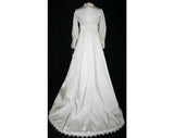 Size 8 Wedding Dress - Fanciful Lace & Satin 1960s Bridal Gown with Detachable Train - 60s Empire Wedding - Deadstock - Bust 34.5 - 32765-1