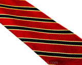 50s Striped Silk Tie - 1950s Maroon Red & Black Necktie - Diagonal Stripes Collegiate Style Preppy Cravat - Mid Century 50's Office Wear