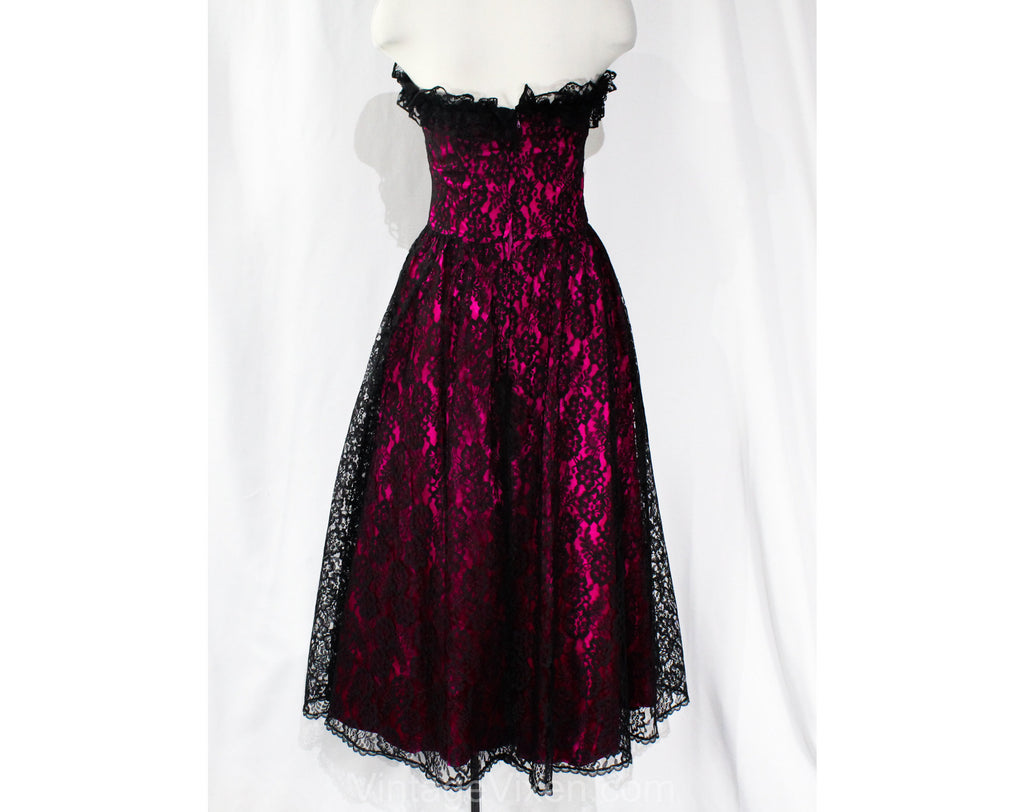 pink and black cocktail dress Size 2 Strapless Cocktail Dress