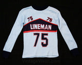 Boys Size 6 Shirt - 1960s Boy's Vintage Football Tee - Lineman Jersey Number 75 - Sports Cotton Knit T-Shirt - Athletic 60s Deadstock -43880