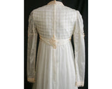 Size 8 Wedding Dress - Lattice Tucked 1960s Empire Bridal Gown with Romantic Juliet Sleeves - New With Tag - Bust 35.5 - Waist 27.5 - 31818