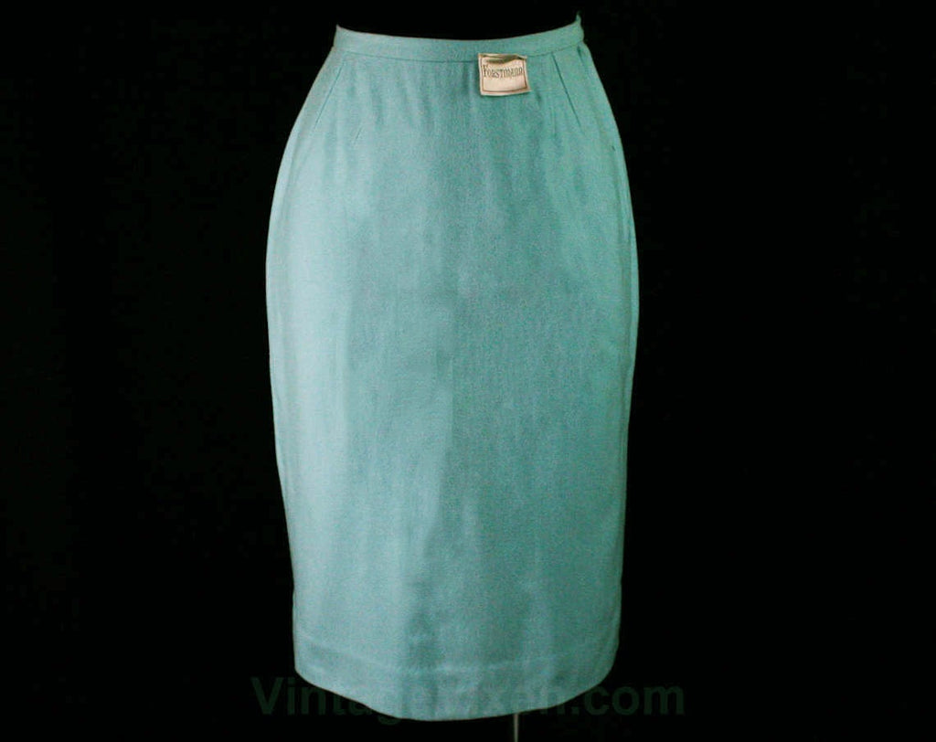 Size 4 Pencil Skirt - 1960s Sky Blue Wool - Small Pastel Powder Office Separates - Tailored 50s 60s Secretary NWT Deadstock - Waist 25