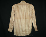 Boys 1930s Shirt - Size 14 Blue Striped Cotton - Authentic 30s Long Sleeve Child's Dress Shirt - Depression Era NOS Deadstock - Chest 36