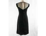 Size 6 Designer 1950s Black Linen Dress - Small - As Is - Sexy Fish Net & Velvet - 50s Rockabilly Glam - Karen Stark Harvey Berin - 43785