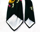 1940s Novelty Print Tie - Violin Music Theme Forest Green Pink & Orange Satin Mens Tie - Wide Swing Era Necktie - Dragonflies Insects