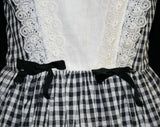 Size 6 Black & White 1950s Summer Dress - Picnic Check Gingham Cotton - Girl Next Door - 50s Fit N Flare - Eyelet Lace - Tiered Full Skirt
