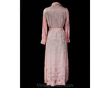 Size 10 Pink Silk Dress - 70s Asian Satin Shirtdress & Sash - Gorgeous Far East Butterflies - Exotic Flowers - Eastern Urns - Bust 36.5