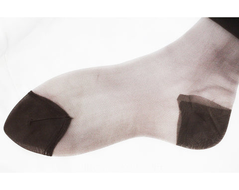 3 Pairs Seamless Stockings by Pauline Trigere - 1950s Dark Brown Hosiery - Size 8 1/2 Petite - 50s 60s Three Fine Mesh Sheer Sets - NIB
