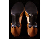 Unworn Size 8 Tan Sandal - 30s Style Sandals - Brown 1970s Shoes - Woven Deco Detail - 70s Strappy Heels - Open Toe - NOS Deadstock - 8M