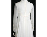 Size 4 Wedding Dress - Elegant & Ethereal Cream Georgette Bridal Gown with Trailing Hem - Attached Train - New With Tag - Bust 33 - 31826-1