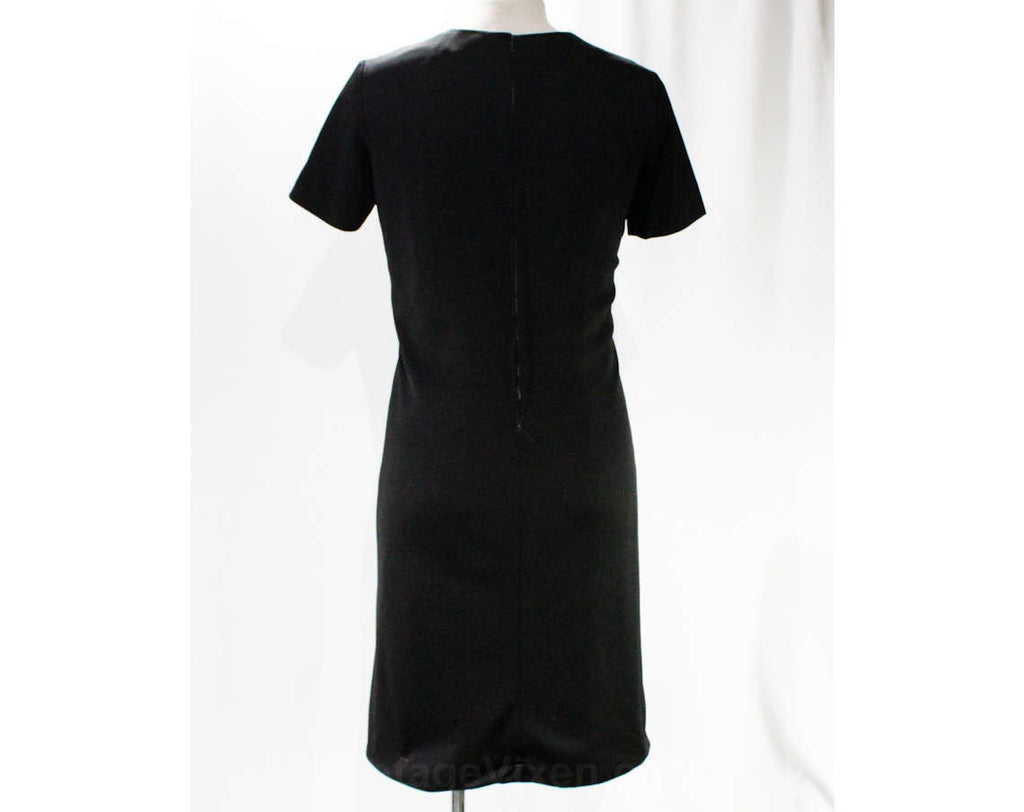Size 12 Black Dress with Sleek Tailoring - 1960s Office Dress - 60s Sh Vintage Vixen Clothing Size 12 Black Dress with Sleek Tailoring - 1960s Office Dress - 60s Sh Vintage Vixen Clothing