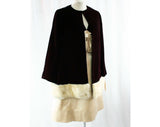 Size 4 Sarmi Dress & Fur Trimmed Jacket - Burgundy Silk Velvet - Champagne Silk Satin - Sumptuous Couture Designer - Posh 1960s Evening